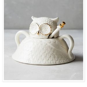 NEW NWT NIB Balducci Anthropologie Owl Sugar Bowl Spoon RARE